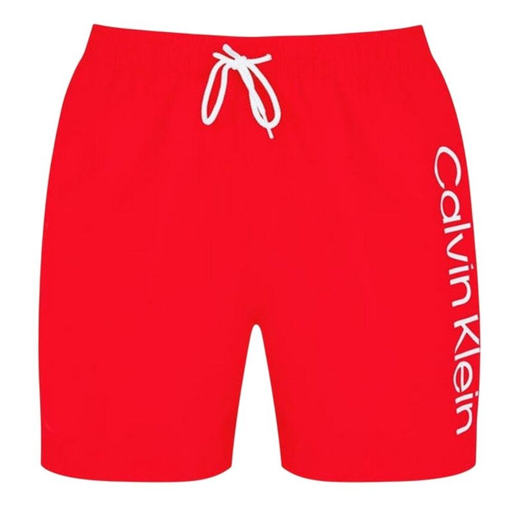 Calvin Klein Mens Logo Polyester Swim Shorts / Red
